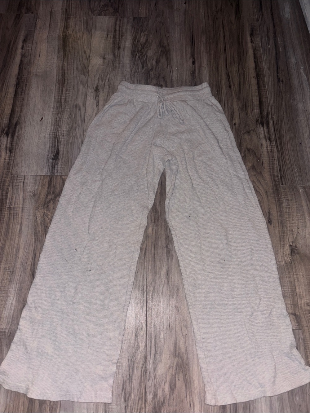 Harlow Light Heather Gray Wide-Leg Drawstring Sweatpants